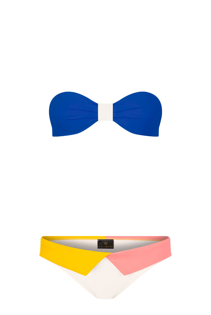 Capri - Bandeau bikini with flap bottom - Deep Blue
