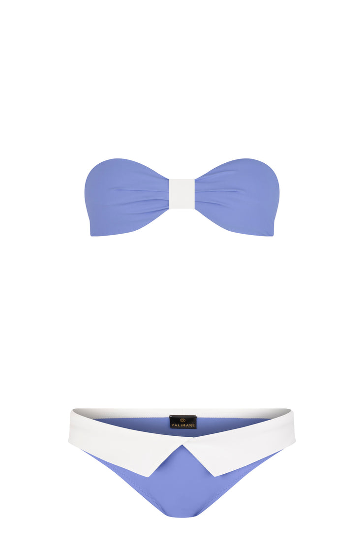 Capri - Bandeau bikini with flap bottom - Blue Violet