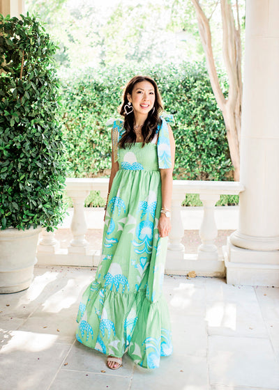 Kelly Tiered Maxi Dress - Green Thistle