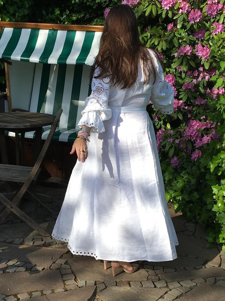 Cut Out Lace Maxi Dress - White